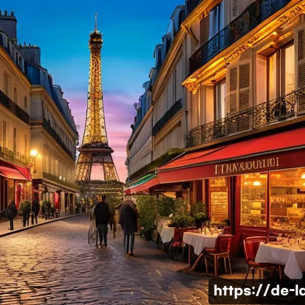 프랑스 문화와 레이디버그의 연결성 - **A breathtaking, vibrant panorama of Paris at golden hour, portraying the city itself as a characte...