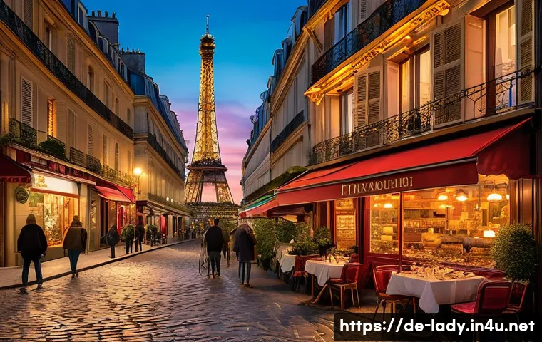 프랑스 문화와 레이디버그의 연결성 - **A breathtaking, vibrant panorama of Paris at golden hour, portraying the city itself as a characte...